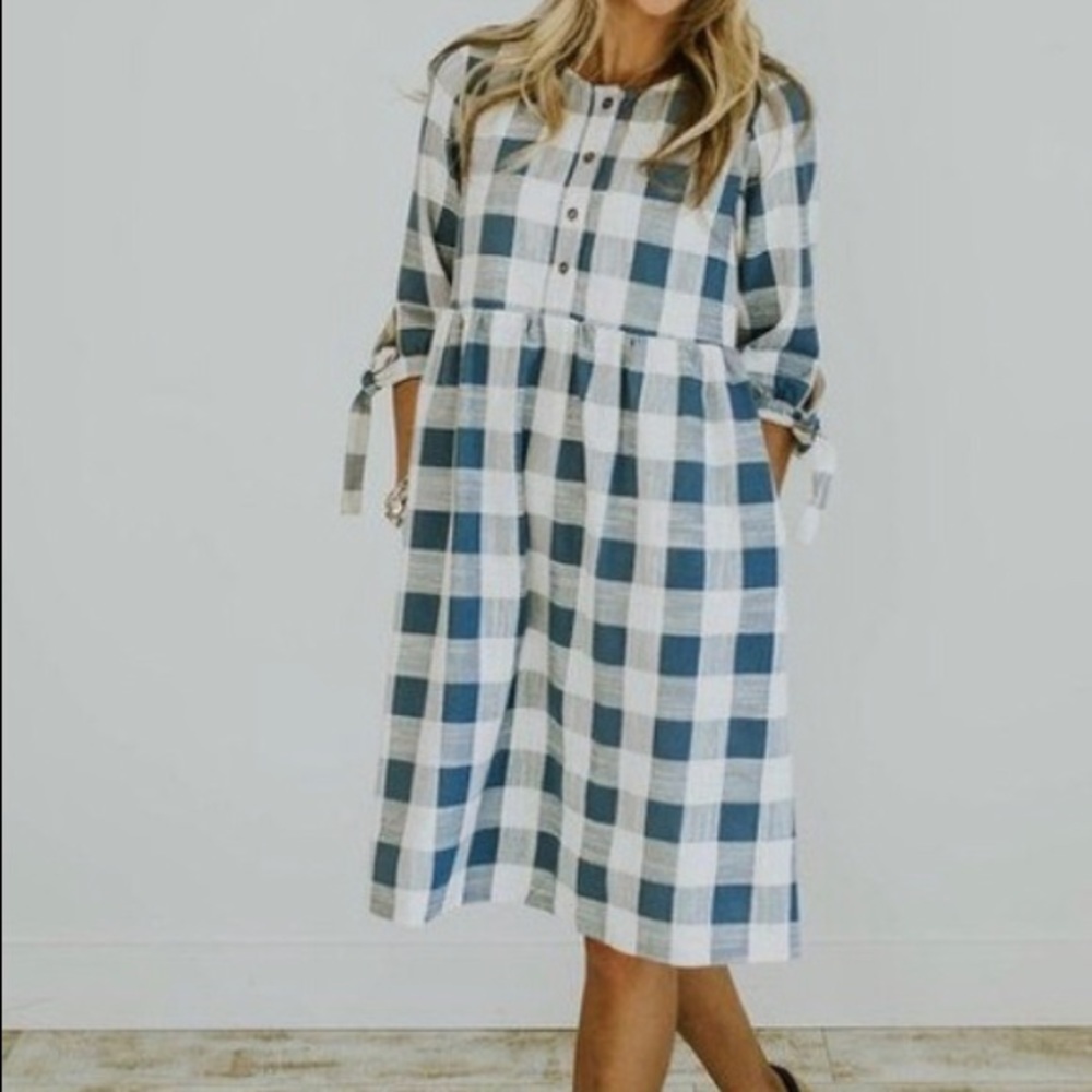 Roolee Buffalo Plaid Blue Dress